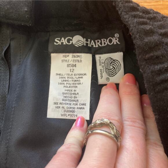 Vintage Sag Harbor Black 100% Wool Midi Pencil Skirt, Size 12 - Picture 4 of 7